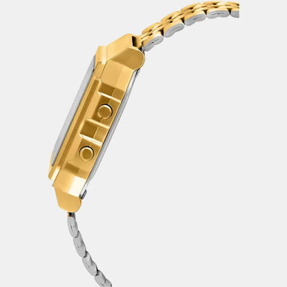 Vintage Unisex Quartz Gold Dial Digital Stainless Steel Watch D134