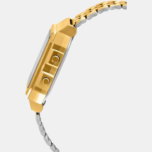 Vintage Unisex Quartz Gold Dial Digital Stainless Steel Watch D134