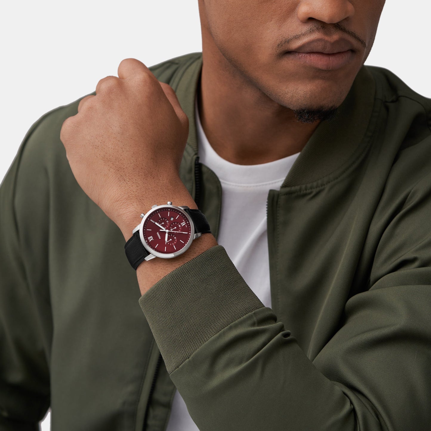 Neutra Men Quartz Red Dial Chronograph Leather Watch FS6016