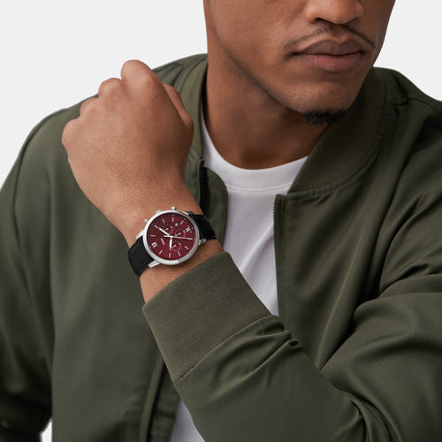 Neutra Men Quartz Red Dial Chronograph Leather Watch FS6016