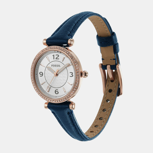 Carlie Women Quartz Silver Dial Analog Leather Watch ES5295