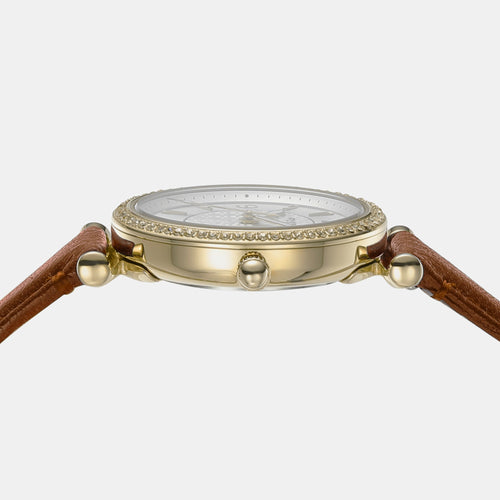 Carlie Women Quartz Silver Dial Analog Leather Watch ES5297