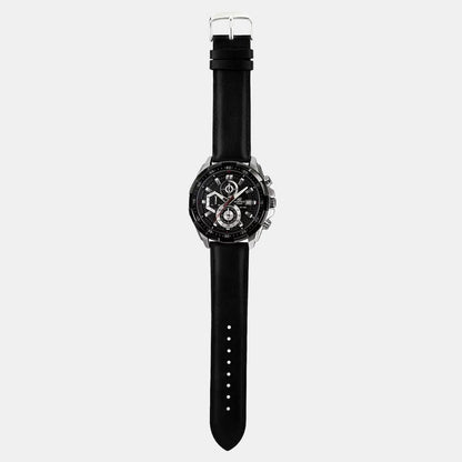 Edifice Men Quartz Black Dial Chronograph Leather Watch EX193
