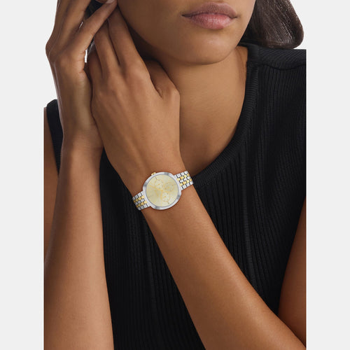 Women Quartz Champagne Dial Analog Stainless Steel Watch 25200418