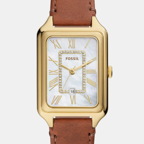 Raquel Women Quartz Mother Of Pearl Dial Analog Leather Watch ES5307
