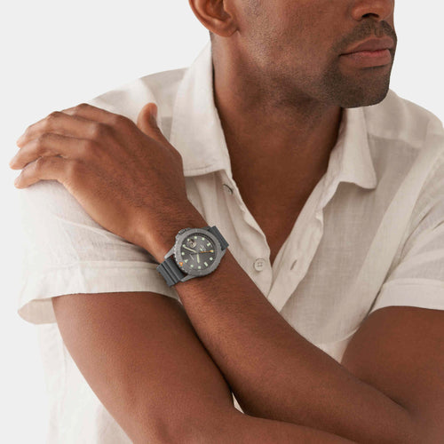 Fossil Blue Dive Men Quartz Grey Dial Analog Silicone Watch FS5994