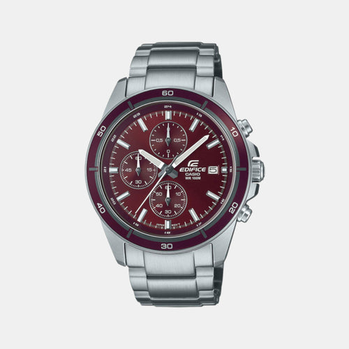 Edifice Men Quartz Red Dial Chronograph Stainless Steel Watch ED569