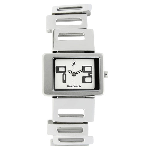 Fastrack Quartz Analog White Dial Metal Strap Watch for Girls NR2404SM01