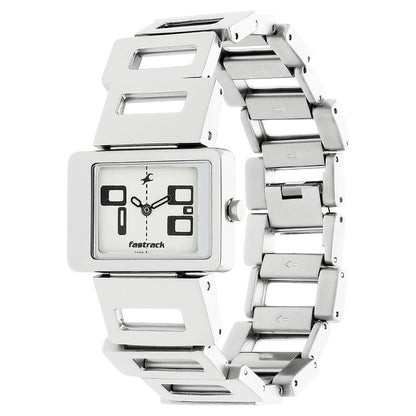 Fastrack Quartz Analog White Dial Metal Strap Watch for Girls NR2404SM01
