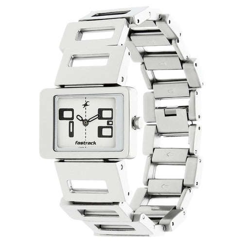 Fastrack Quartz Analog White Dial Metal Strap Watch for Girls NR2404SM01