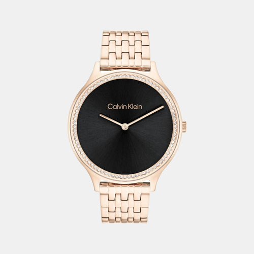 Timeless Women Quartz Black Dial Analog Stainless Steel Watch 25100003