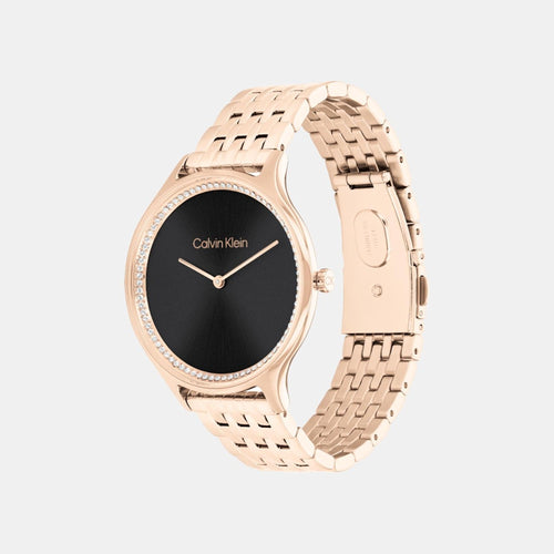Timeless Women Quartz Black Dial Analog Stainless Steel Watch 25100003