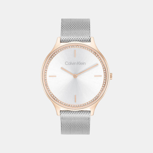 Timeless Women Quartz Silver Dial Analog Mesh Watch 25100006