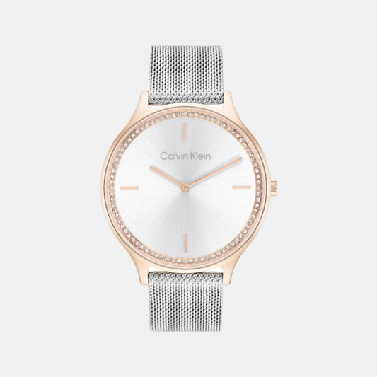 Timeless Women Quartz Silver Dial Analog Mesh Watch 25100006