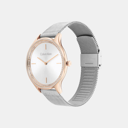 Timeless Women Quartz Silver Dial Analog Mesh Watch 25100006