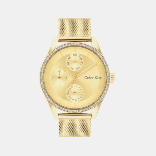 Spark Women Quartz Gold Dial Multi-Function Stainless Steel Watch 25100011