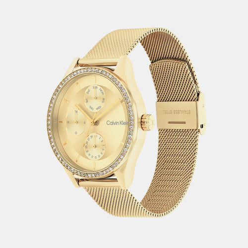 Spark Women Quartz Gold Dial Multi-Function Stainless Steel Watch 25100011