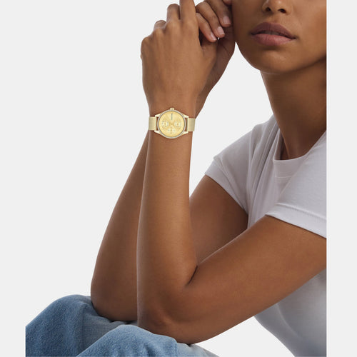 Spark Women Quartz Gold Dial Multi-Function Stainless Steel Watch 25100011