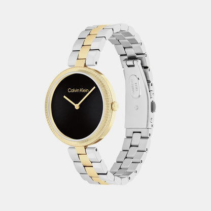 Gleam Women Quartz Black Dial Analog Stainless Steel Watch 25100012