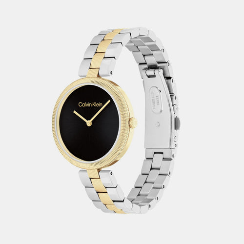 Gleam Women Quartz Black Dial Analog Stainless Steel Watch 25100012