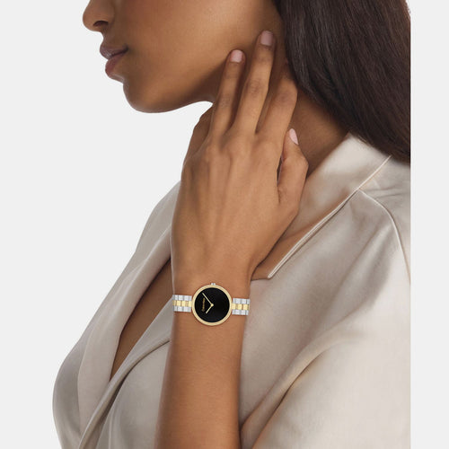 Gleam Women Quartz Black Dial Analog Stainless Steel Watch 25100012