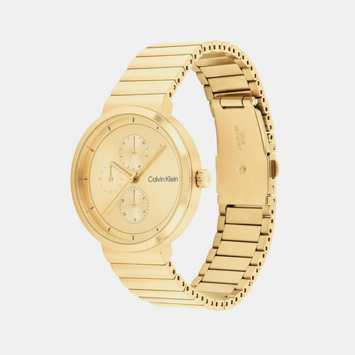 Create Women Quartz Gold Dial Multi-Function Stainless Steel Watch 25100030