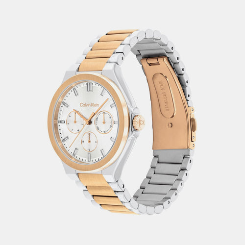 Vibrancy Women Quartz White Dial Multi-Function Stainless Steel Watch 25100052