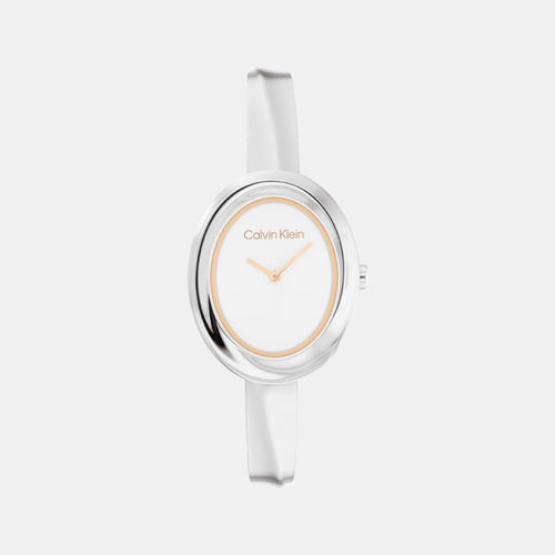 Women Quartz White Dial Analog Stainless Steel Watch 25100055
