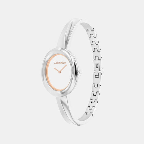 Women Quartz White Dial Analog Stainless Steel Watch 25100055