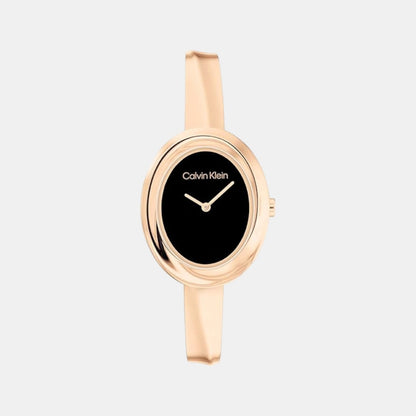 Twisted Bezel Women Quartz Black Dial Analog Stainless Steel Watch 25100057