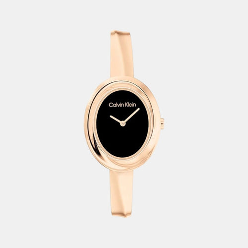 Twisted Bezel Women Quartz Black Dial Analog Stainless Steel Watch 25100057