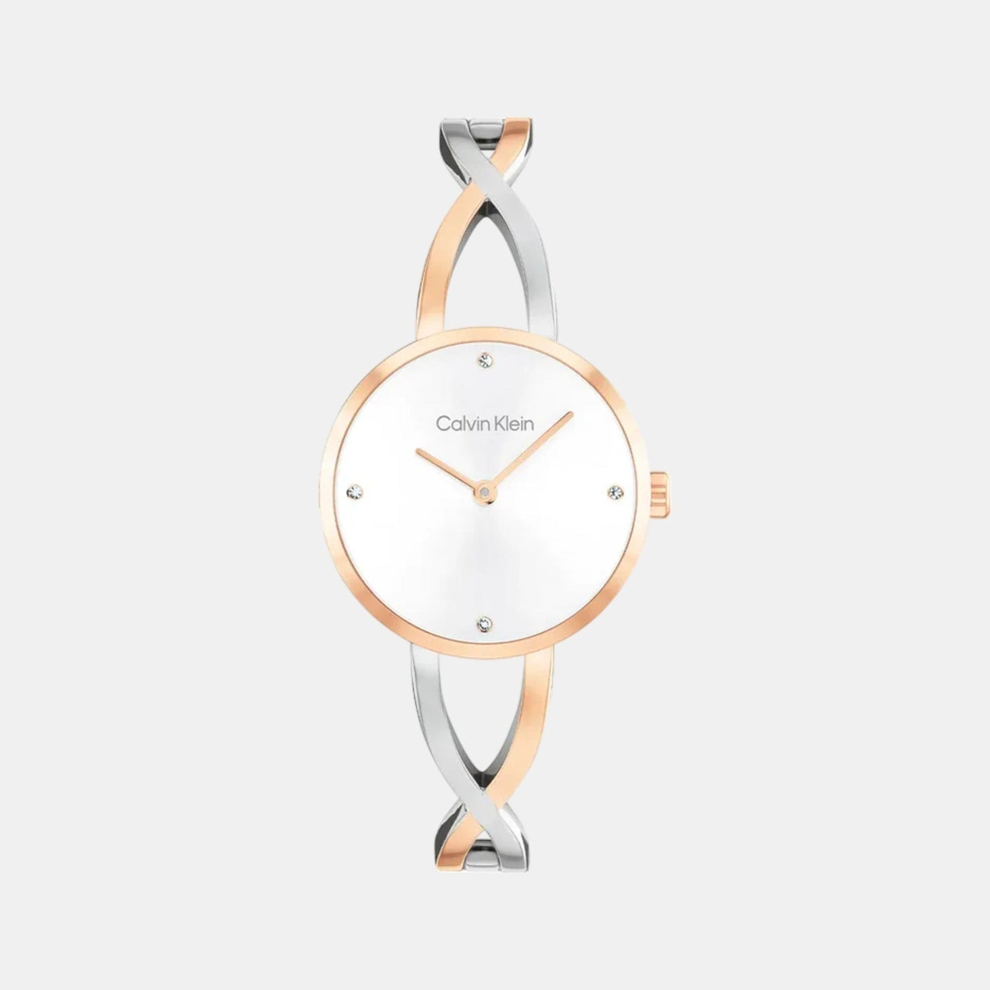 Sculpted Embrace Women Quartz Silver Dial Analog Stainless Steel Watch 25100060