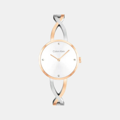 Sculpted Embrace Women Quartz Silver Dial Analog Stainless Steel Watch 25100060