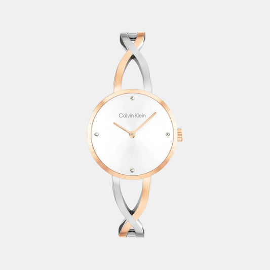 Sculpted Embrace Women Quartz Silver Dial Analog Stainless Steel Watch 25100060