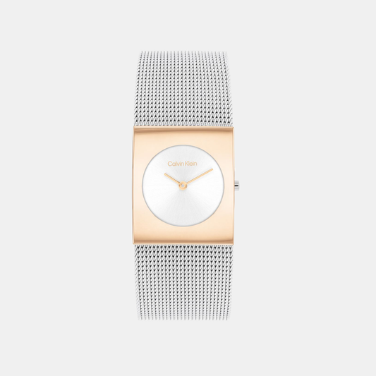 Ck Pulse Women Quartz Silver Dial Analog Mesh Watch 25100063
