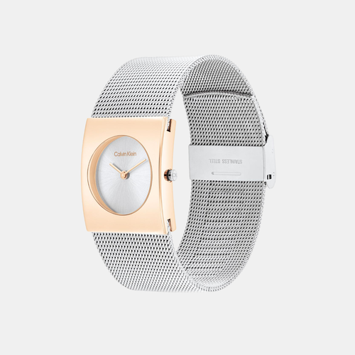 Ck Pulse Women Quartz Silver Dial Analog Mesh Watch 25100063