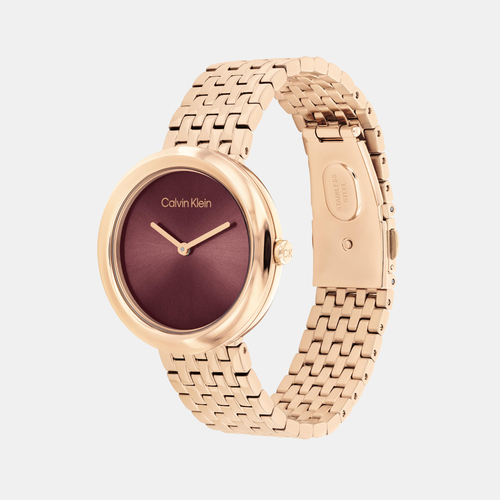 Twisted Bezel Women Quartz Purple Dial Analog Stainless Steel Watch 25100067