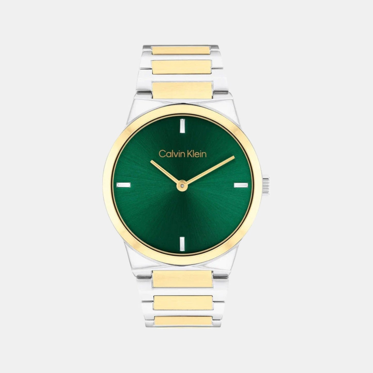 Ck Linear Elegance Women Quartz Green Dial Analog Stainless Steel Watch 25100087