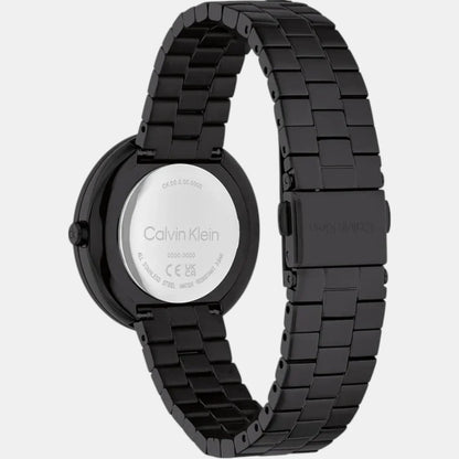 Twisted Bezel Women Quartz Black Dial Analog Stainless Steel Watch 25100096