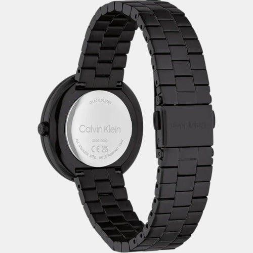 Twisted Bezel Women Quartz Black Dial Analog Stainless Steel Watch 25100096
