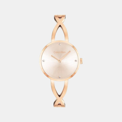 Sculpted Embrace Women Quartz Pink Dial Analog Stainless Steel Watch 25100116