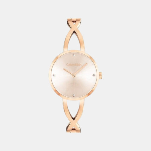 Sculpted Embrace Women Quartz Pink Dial Analog Stainless Steel Watch 25100116