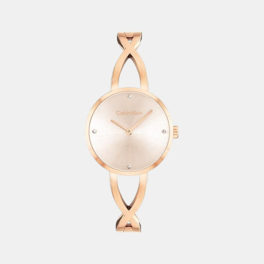 Sculpted Embrace Women Quartz Pink Dial Analog Stainless Steel Watch 25100116