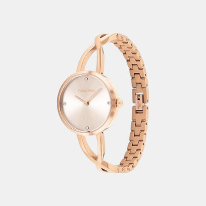 Sculpted Embrace Women Quartz Pink Dial Analog Stainless Steel Watch 25100116