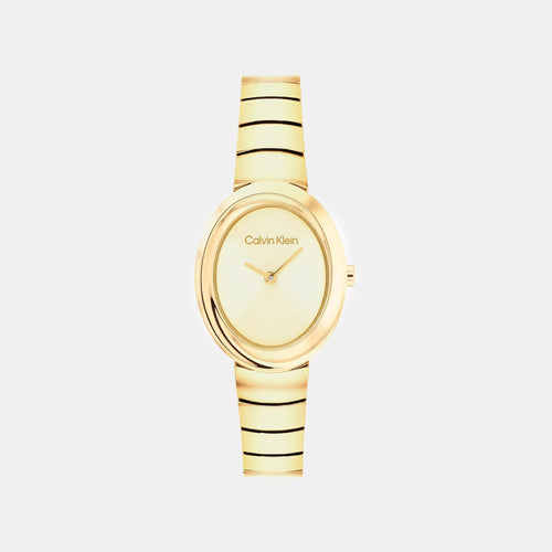 Women Quartz Gold Dial Analog Stainless Steel Watch 25100147