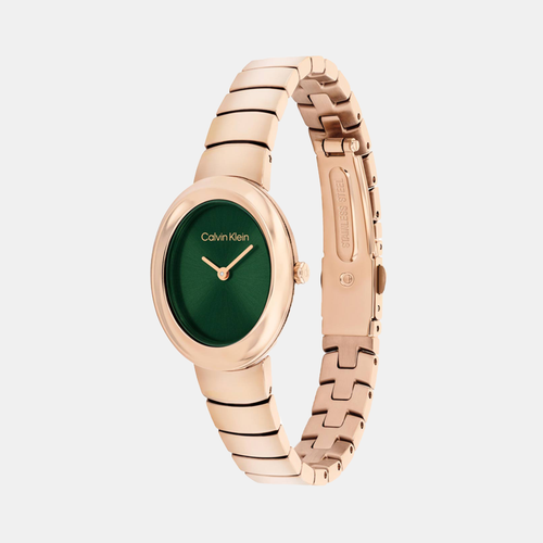 Twisted Bezel Women Quartz Green Dial Analog Stainless Steel Watch 25100148
