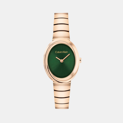Twisted Bezel Women Quartz Green Dial Analog Stainless Steel Watch 25100148