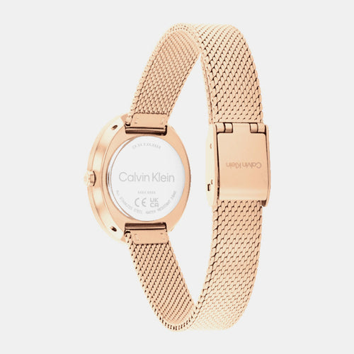 Twisted Bezel Women Quartz Gold Dial Analog Stainless Steel Watch 25100153