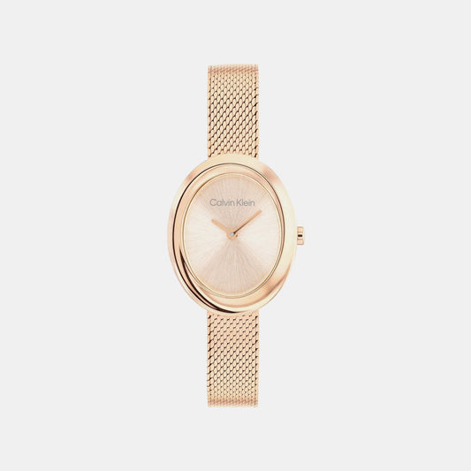 Twisted Bezel Women Quartz Gold Dial Analog Stainless Steel Watch 25100153