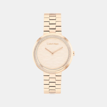 Twisted Bezel Women Quartz Gold Dial Analog Stainless Steel Watch 25100166